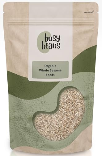 Organic Natural Sesame Seeds (Unhulled) - Certified Organic - by Busy Beans Organic (1kg)