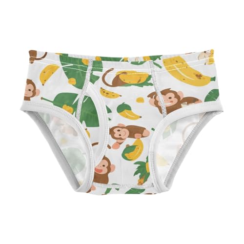 KLL Monkeys Bananas and Palm Leaves Toddler Boys Comfort Athletic Underwear Cute Children Undies