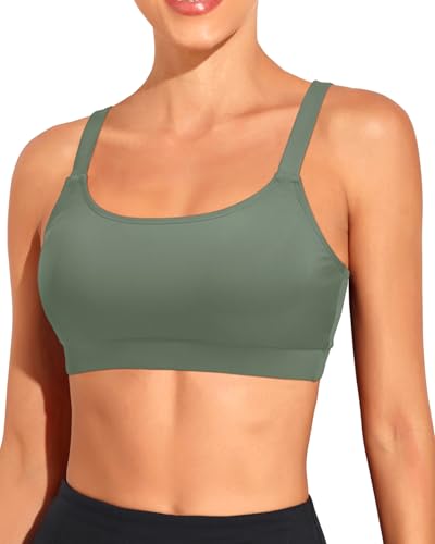 Image of Tempt Me Women Sports Bra Swim Crop Tops Only | Scoop neck, Bathing suits top, Removable cups, Adjustable straps