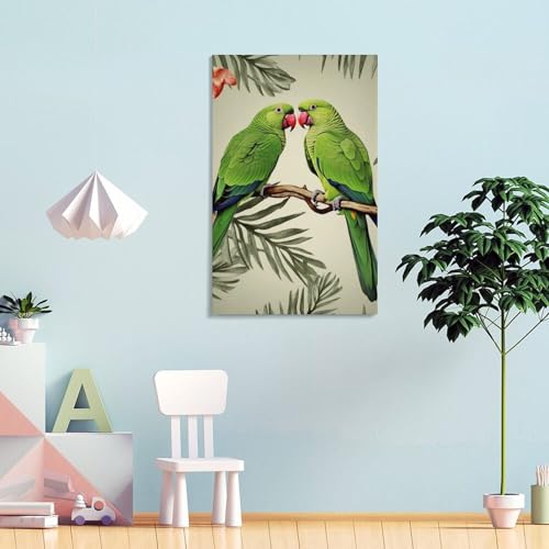 Impression sur toile moderne pour décoration murale maison perroquets olive - 4