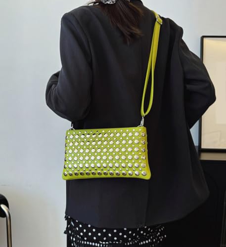 Studded Crossbody Bags for Women Pu Leather Clutch Purses for Women Retro 90s Handbags Chic Evening Bag Envelope Clutch 20254