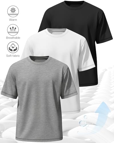 Image of Neer 3 Pack Big and Tall T-Shirts for Men L-7xl Tops | Large Casual Stretch Workout Tees, Short Sleeve Crewneck Oversized Shirts, Classic Summer Outfits, Comfy Basic Loose Clothes