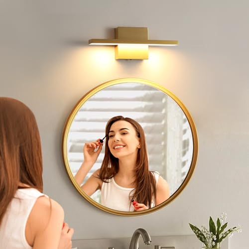 Image of Modern Bathroom Light Fixtures Over Mirror 12 Inch 11W Brushed Brass Vanity Light Bar for Bathroom Wall Sconce 3000K