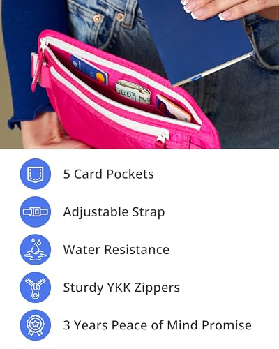 Image of Vantamo Money Belt with RFID For Men & Women, Hidden Passport Holder for Travel, 2 Compartment Travel Fanny Pack for Women Anti Theft