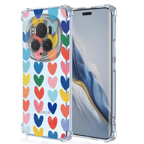 XINYEXIN Clear Case for Honor Magic 6 Pro Women Love Pattern Design Slim Shockproof Transparent Soft TPU Bumper Case Protective Cover