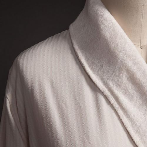 Image of Double Layer Seersucker Robe - Unisex - Stone - Medium | Double-Layer Seersucker, Unisex Fit, For Sauna, Gym & Home