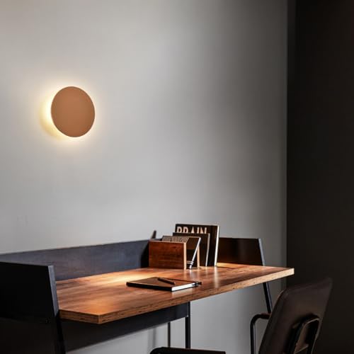 Image of Hardwired Wall Sconce Round,Modern Led Wall Light for Bedroom,Rusty Red Wall Mount Light With Industrial Design,Indoor Sconces Lighting for Living Room,Stairwell,Porch,Bathroom,8w 3000k,Warm White
