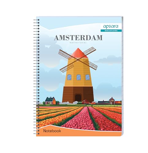 Image of Apsara 1 Subject Spiral Notebook, 180 Pages, Pack of 1, Single Line, 60 GSM - 29.7 cm x 21 cm, Soft Cover Notebook for School, College Students, Exam Preparation & Professionals, Design May Vary