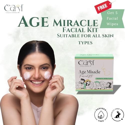Image of Caryl Age Miracle Facial Kit for Improves Skin Texture,Purifies Skin & Increases Firmness With Bakuchi,Carrot Seed Oil,Lactic Acid|Removes Dark Spot,Collagen Boost|All Skin Types 30g + 5 Facial Wipes