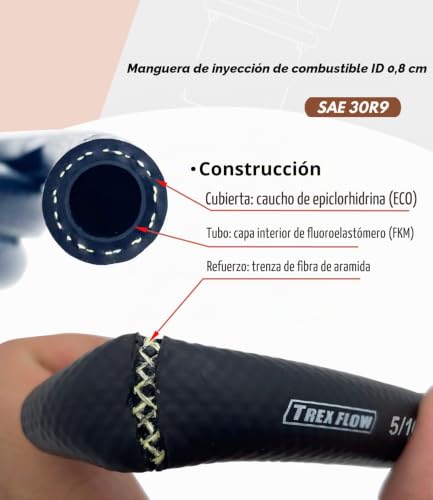 Manguera de combustible SAE 30R9 de 5/16 de alta presión 300 PSI para inyección 10 pies 4