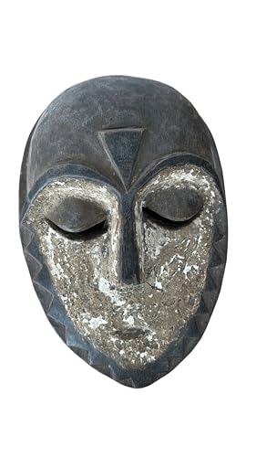 Masque bois sculpté gris argent pour habiller un mur vide avec du relief et du caractère