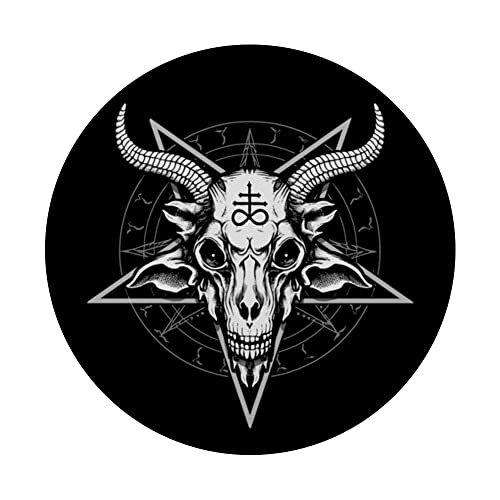 Satanic Pentagram Occult Baphomet Goat Skull Leviathan Cross PopSockets Swappable PopGrip, Black - Image 3
