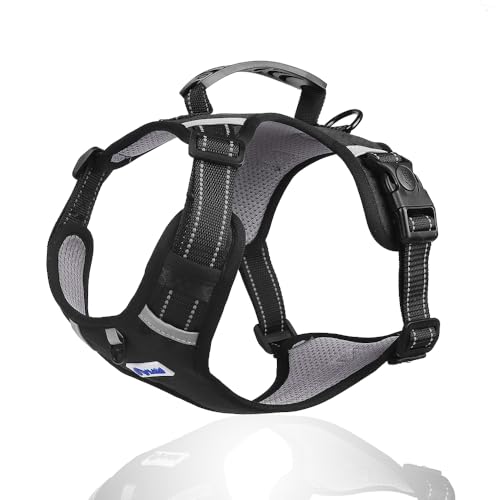 ALABAI Dog Harness, No Pull Adjustable Pet Harness with Soft Padded Handle, Reflective Control Harness for Medium Large Dogs, Comfortable, Durable, and Versatile for Easy Walking (Black, M)