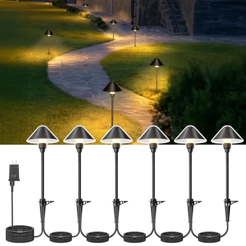 Low Voltage Pathway Lights with Timing Plug, Low Voltage Landscape Lighting, Waterproof Landscape Path Lights Outdoor Garden Lights for Flower Bed Yard Lawn Backyard Walkway Driveway, Set of 6