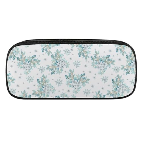ペンケース 筆箱 大容量 軽量 白い花 ティールの葉 筆入れ ふでばこ ペンポーチ 多機能 コンパクト シンプル おしゃれ 中小学生 高校生 女の子 男の子