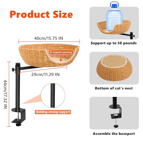 FAHKNS Cama de mesa para gatos, altura ajustável, cama de mesa giratória 360 para gatos, rede para j