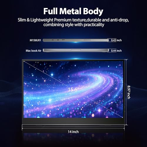 Image of 4K Portable Monitor - 15.6 Inch 3840x2160 Resolution, 100% sRGB, IPS Screen with Built-in Speakers, USB-C /HDMI Connectivity, External Second Monitor for Laptop /MacBook /Switch /PS5 /PS4 /Xbox