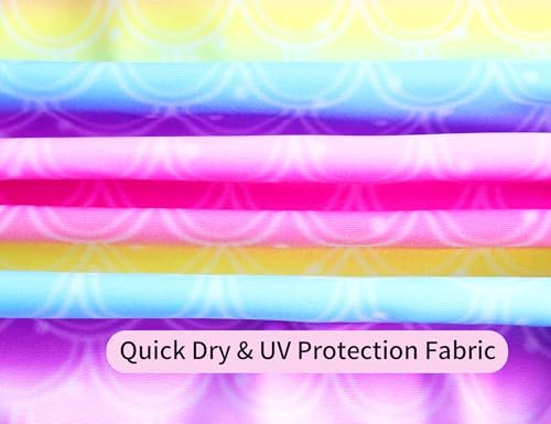 Image of Girls Bathing Suits Colorful Swimsuits with UPF 50 + Sun Protection Sleeveless Toddler Kids One Piece Swimwear