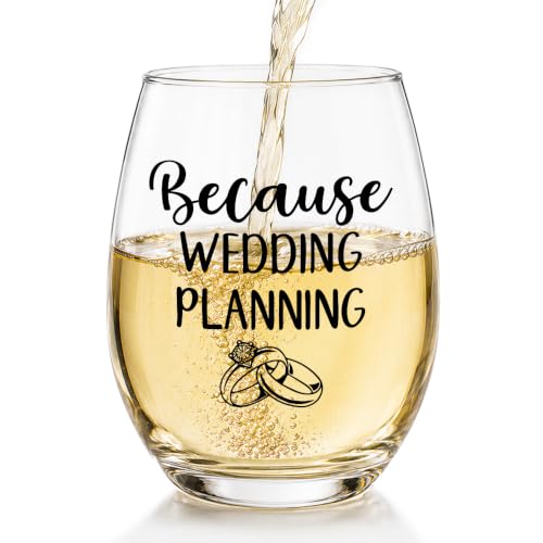 DYJYBMY Because Wedding Planning Stemless Wine Glass, Bride To Be Gifts