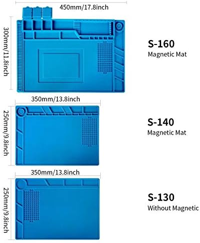 Miniatura 9 de Kaisi S-160 Alfombrilla de Soldadura de Silicona Aislante Magnética Estación de Trabajo de Reparación Resistente al Calor para BGA y Soldador de