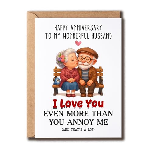 MWS9xDesigns I Love You More Than You Annoy Me - 夫 アニバーサリーカード - 面白い ロマンチック - カップルのユーモア - 素晴らしい夫のために - 記念日