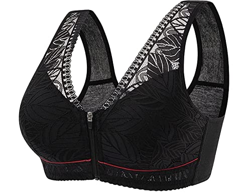 Comfort Wireless Front Close Bra Damen Sport-BH mit Reißverschluss vorne Yoga-BHS Ultradünner, atmungsaktiver Spitzen-BH in Übergröße Cover