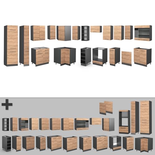 Vicco Cucina Angolare Completa Quercia Dorata/Antracite 347 X 257 Cm , Pl Rovere - 9