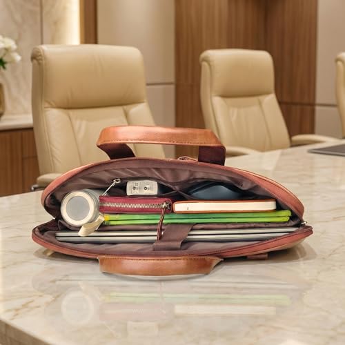 Image of VISMIINTREND Vegan Leather Laptop Bags for Men & Women, Office /Travel, Laptop Messenger /Briefcase Bag, Stylish, Fits 13 /14 /15.6 Inch Laptop, Macbook Bag | Corporate Gifts for Men