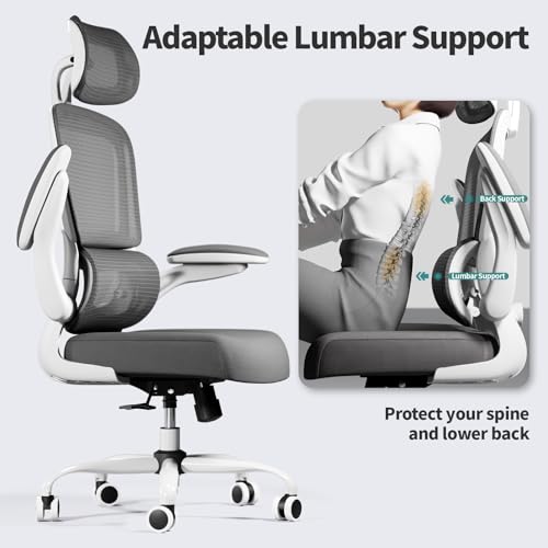 Image of TRALT Office Chair Ergonomic Desk Chair, 330 LBS Home Mesh Office Desk Chairs with Wheels, Comfortable Gaming Chairs White Pack of 2