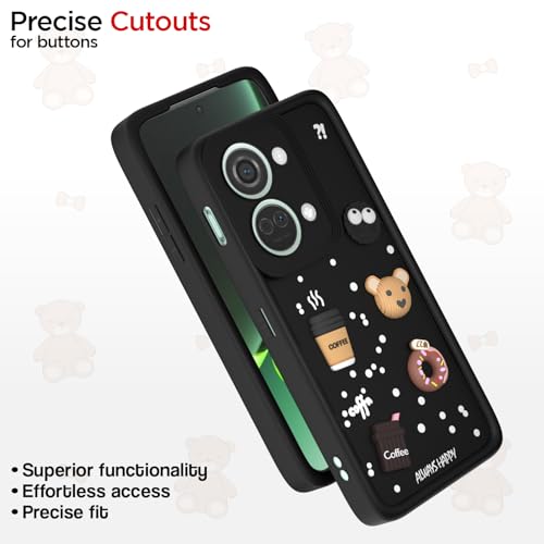 Image of Outlouders Back Cover for OnePlus Nord 3 5G | 3D Cartoon Bear Cute Fun Silicone Full Body Protection Bumper Case (Black)