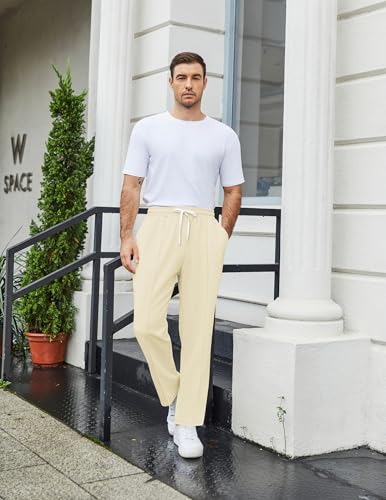 Image of COOFANDY Men's Knit Sweatpants Lightweight Open Bottom Casual Pants Drawstring Jogger Yoga Pants with Pockets