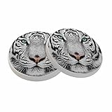 oFloral White Tiger Coasters for Drinks Wild Animal Emerald Eyes Sharp Gaze Cups Place Mats for Home Decor Set of 2, 4 Inch
