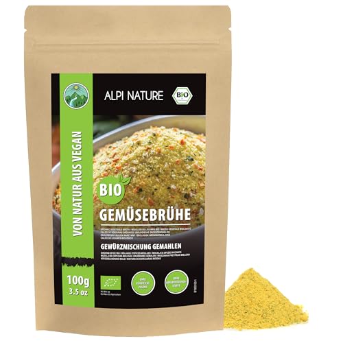 Alpi Nature Mezcla de Condimentos Orgánicos para Caldo de Verduras 100g, Sal de Condimento de Sopa
