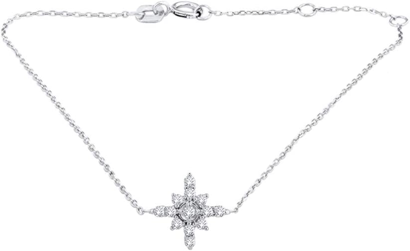 1/6 Carat Natural Diamond Studded Floral design Chain Bracelet for Women in 925 Sterling Silver or in 18K Yellow Gold over Sterling Silver