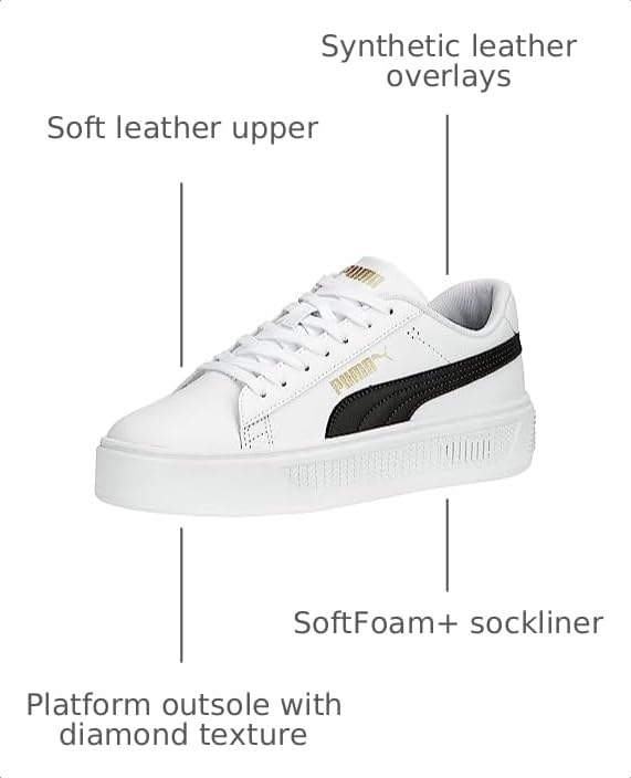 Image of Puma Womens Smash V3 Platform Lace Up Sneakers Shoes Casual