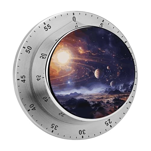 Temporizador mecánico Redondo de Cocina de 60 Minutos con diseño de Galaxia y Espacio Exterior. Reloj Temporizador de Cocina para Chefs con Alarma Sonora. No Requiere Pilas. Temporizador de Cuenta