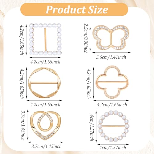Image of Molain 12PCS Scarf Ring Clip T-shirt Ties Clips for Women Clothes Corner Knotted Button Fashion Metal Round Circle Shirt Clip Buckle Clothing Ring Wrap Holder Side Waist Tightener Clips (Gold, Silver)
