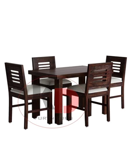 Image of Sheesham Wood Dining Table 4 Seater || 4 Seater Dining Table with Chair || Dining Room Set || Dining Table Set || Wooden Dining Table 4 Seater || 4 Seater, Walnut