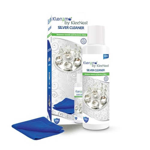 Image of Klenzmo Silver Cleaner Spray, 250ml + Free Microfiber Cloth | Instant silver polish & shine. Includes a free premium 30x30 cm microfiber cloth.