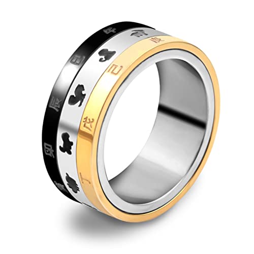 CABULE Tali Baja Boucle Berputar en titane Kalender Minggu Angka Romain Arabe Alfabet Homme Emas Hitam-8, CG1243