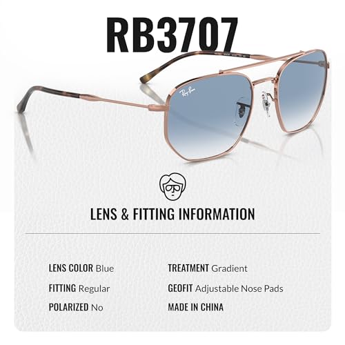 Image of Ray-Ban RB3707 Square-Round Sunglasses with Official RAYBAN Eyewear Kit