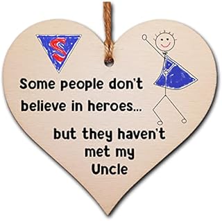 Handmade Wooden Hanging Heart Plaque Gift for Uncle Novelty Funny Keepsake