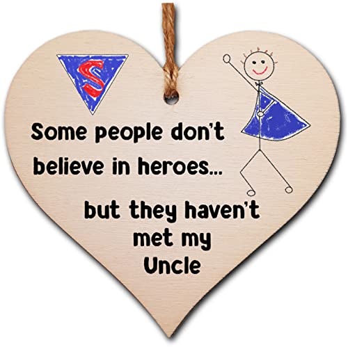 Handmade Wooden Hanging Heart Plaque Gift for Uncle Novelty Funny Keepsake