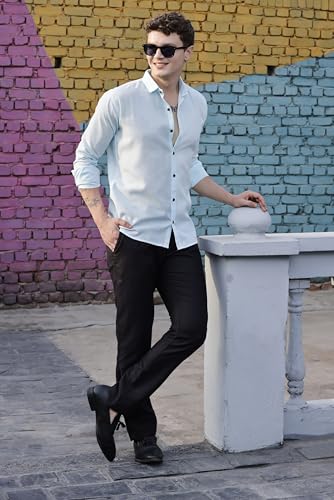 Image of Zilcon Linen Shirts for Men Casual Button Down Long Sleeve Shirt Solid Summer Beach Hawaiian Shirts