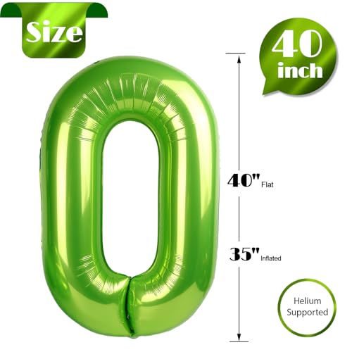 Image of Light Green Number Balloon 40 Inch, 0 Number Balloons, 10 20 30 40 50 Numbers Balloon Birthday Decorations, Party Supplies for Women
