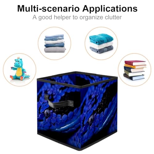 Boîte de rangement pliable serpent bleu en tissu cube pour placard - 3