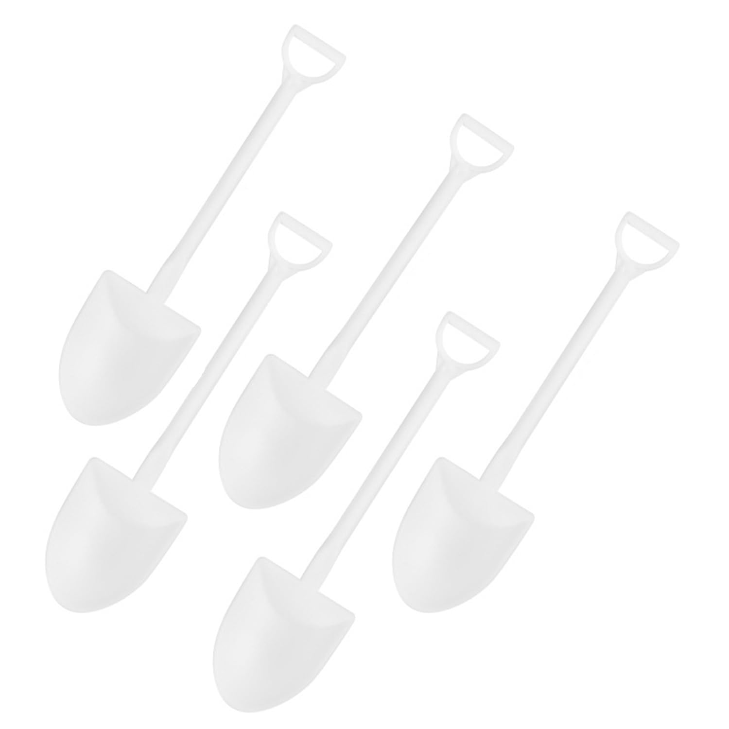 Ouliget Lot de 100 mini cuillères en forme de pelle, jolies cuillères à dessert jetables en plastique, pour crème glacée, 12 cm, blanc