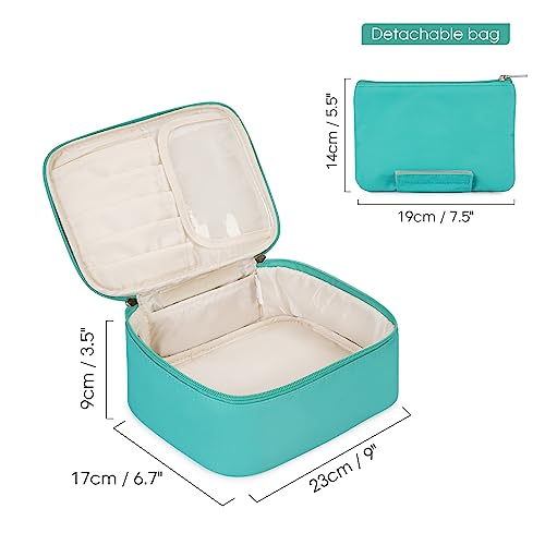 Image of Travel Makeup Bag Large Cosmetic Bag Make up Case Organizer for Women and Girls, C Teal