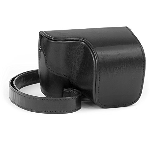 MegaGear Ever Ready - Funda de Piel para Sony Alpha a5000, Sony a5100 con Objetivo OSS de 16-50 mm, Color Negro
