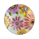 Alpine Corporation 18" Round Outdoor Birdbath Bowl Topper with Colorful Painted Flowers Design